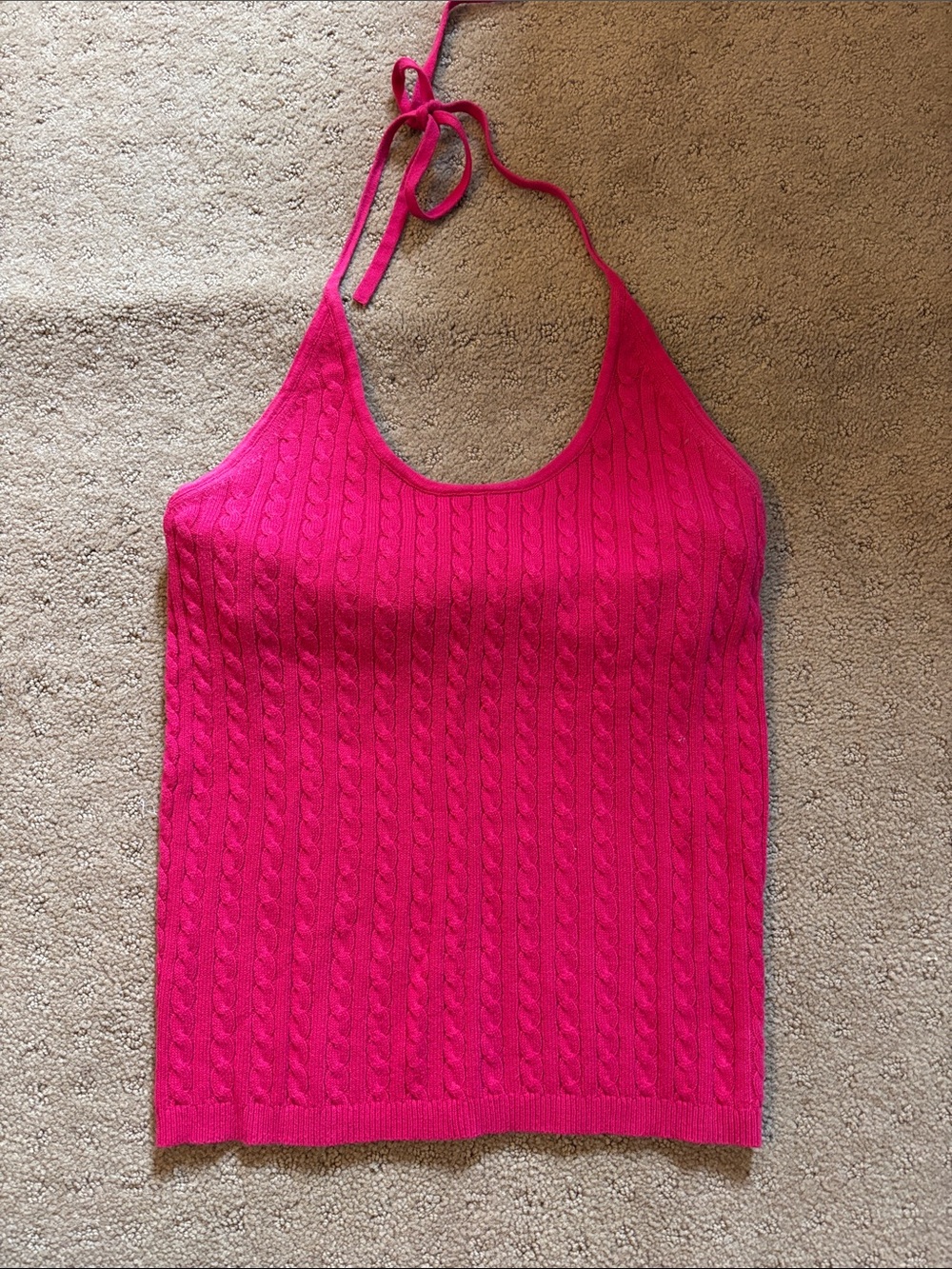 GAP Hot Pink Cable Knit Halter Camisole Top